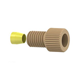 Flangeless Fitting Short, Natural, PEEK, 1/4-28 Flat-Bottom, for 1/8" OD Natural - 10 Pack